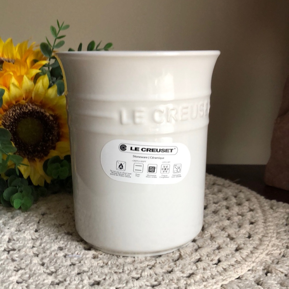 Le Creuset White Stoneware Utensil Holder Crock
